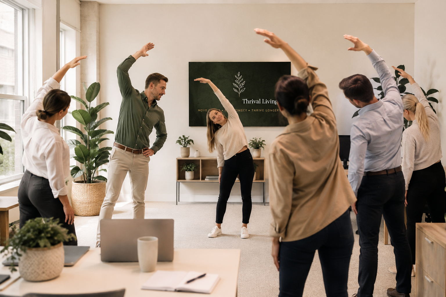 Team movement session in office